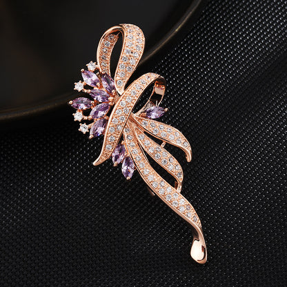 Zircon Ribbon Crystal Brooch