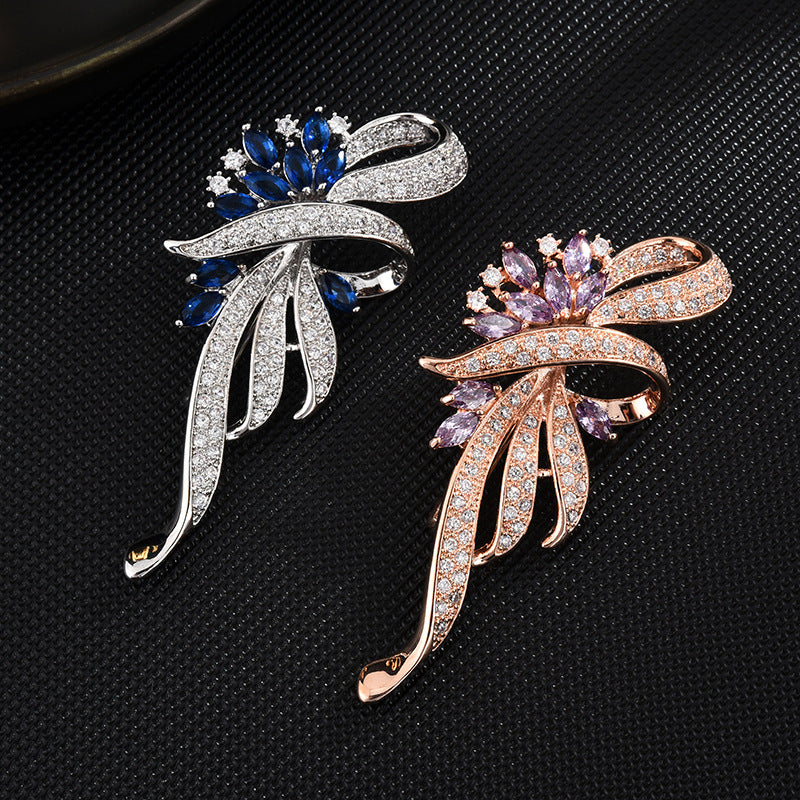 Zircon Ribbon Crystal Brooch