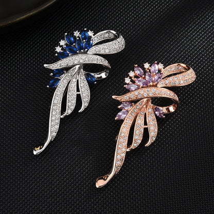 Zircon Ribbon Crystal Brooch