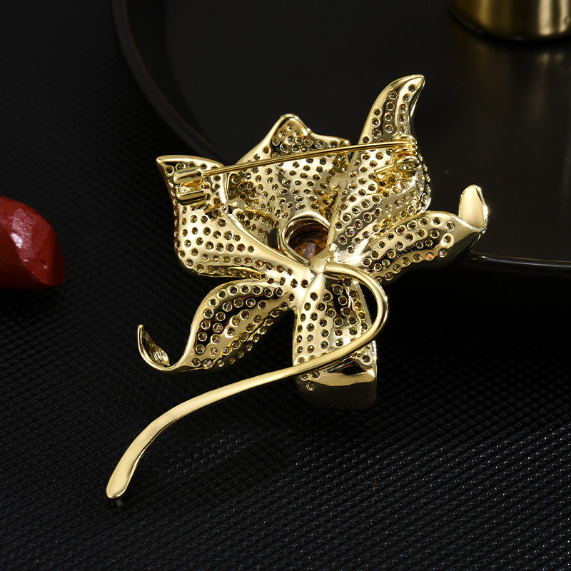 Crystal Lily Flower Brooch