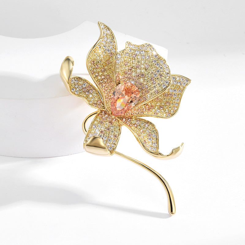 Crystal Lily Flower Brooch