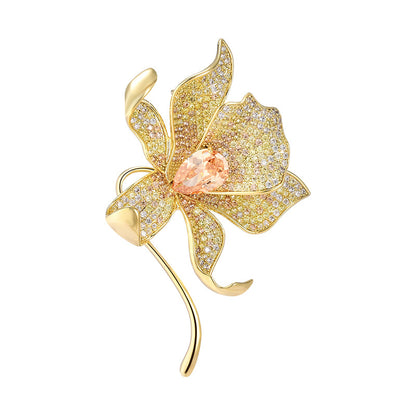 Crystal Lily Flower Brooch