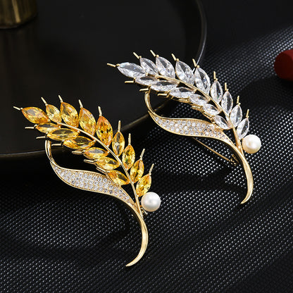 Micro-inlaid Zircon Wheat Ear Brooch