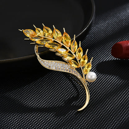 Micro-inlaid Zircon Wheat Ear Brooch