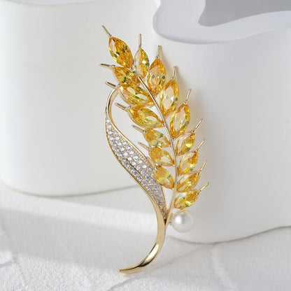 Micro-inlaid Zircon Wheat Ear Brooch