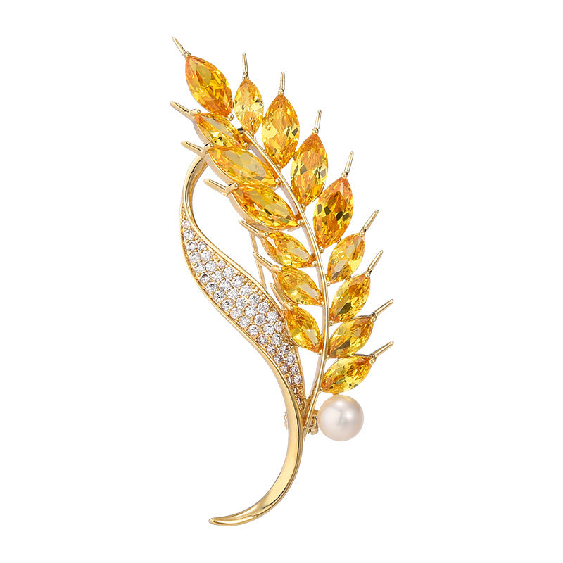 Micro-inlaid Zircon Wheat Ear Brooch