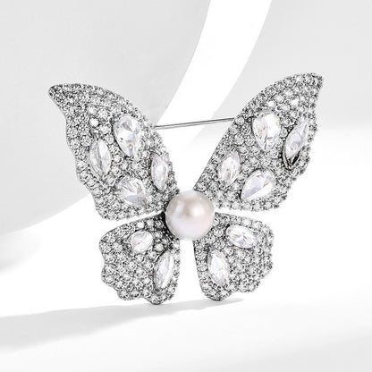 Classic Butterfly Freshwater Pearl Brooch