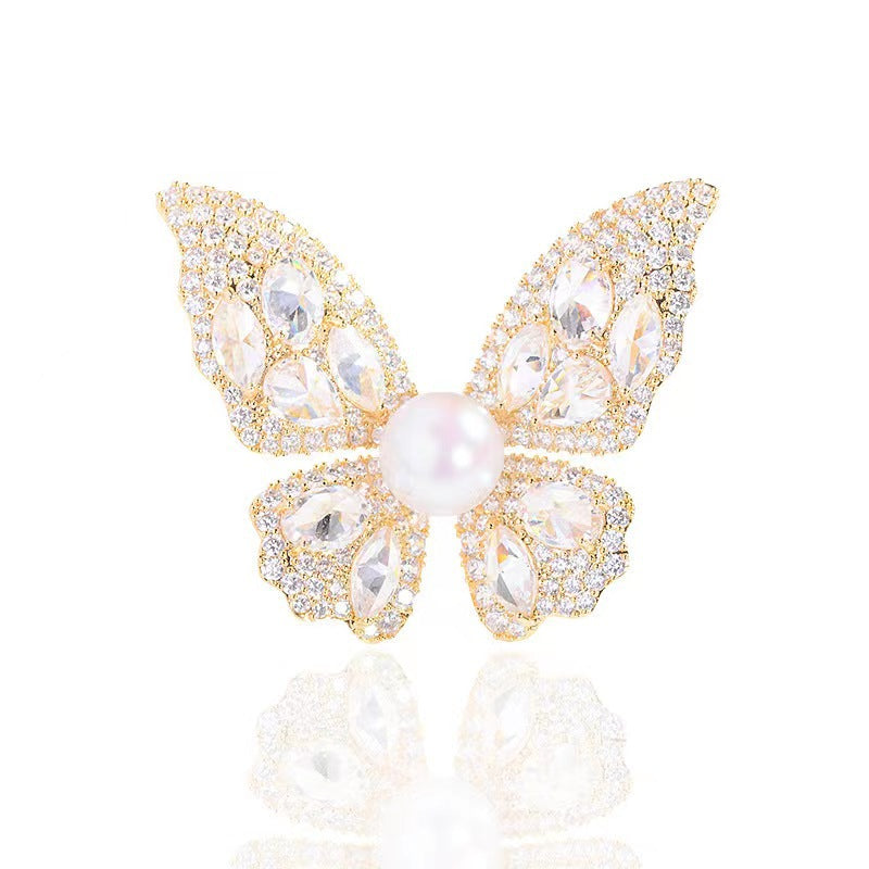 Classic Butterfly Freshwater Pearl Brooch