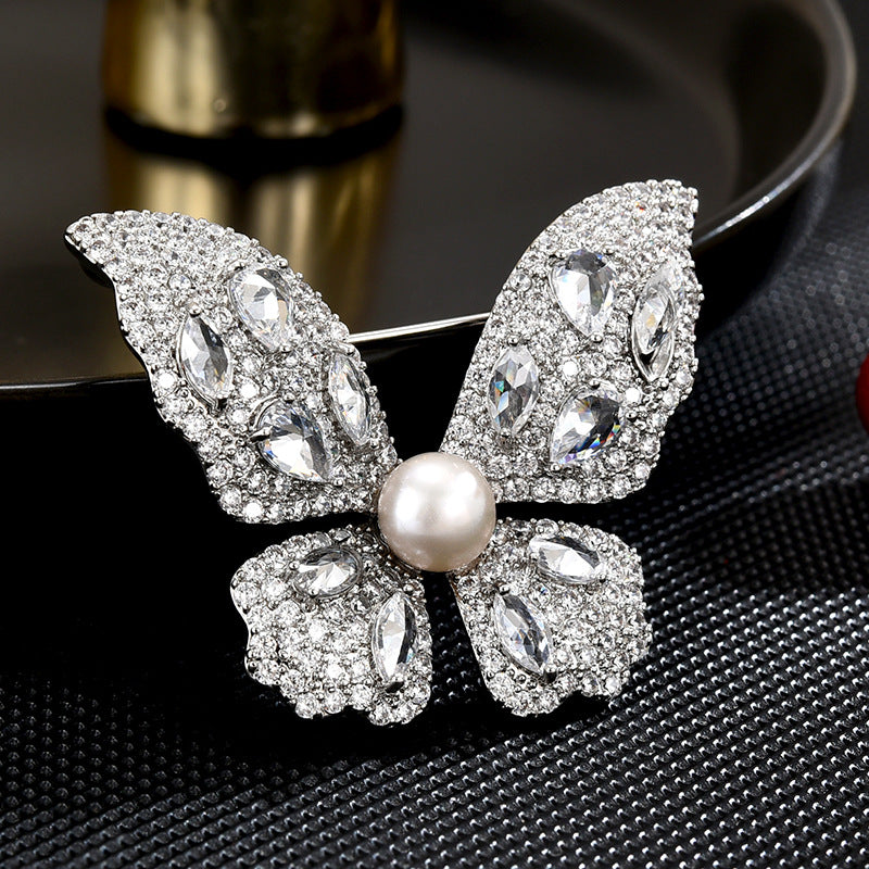 Classic Butterfly Freshwater Pearl Brooch