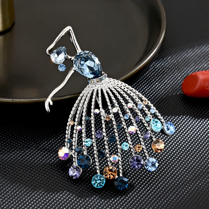 Color Crystal Dancer Brooch