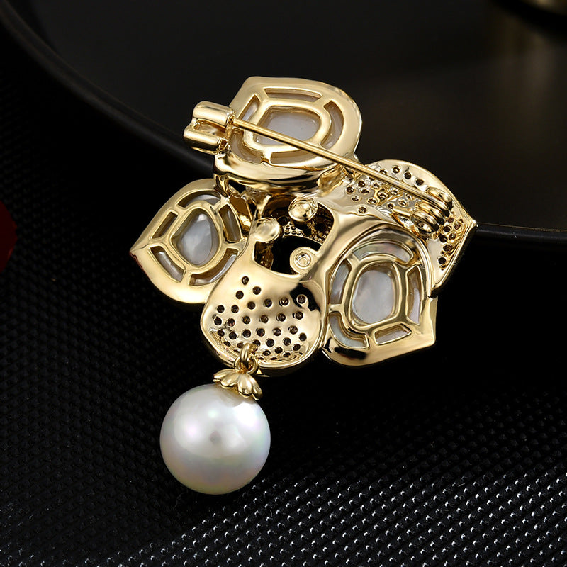 Mother-of-pearl Camellia Brooch