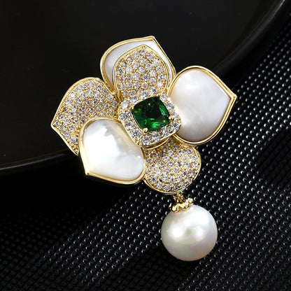 Mother-of-pearl Camellia Brooch