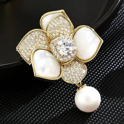 Mother-of-pearl Camellia Brooch