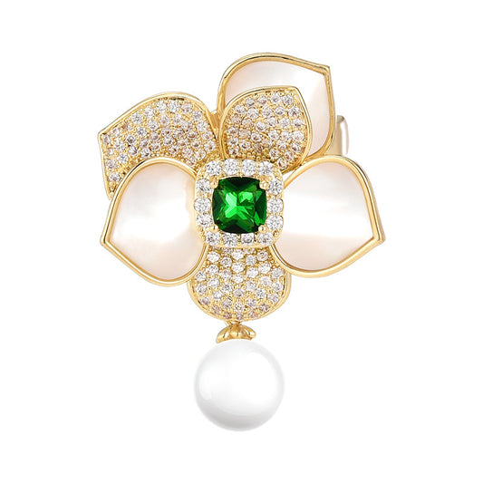 Mother-of-pearl Camellia Brooch