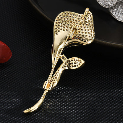 Micro-inlaid Zircon Tulip Flower Brooch