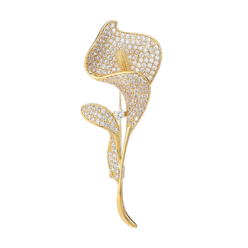 Micro-inlaid Zircon Tulip Flower Brooch