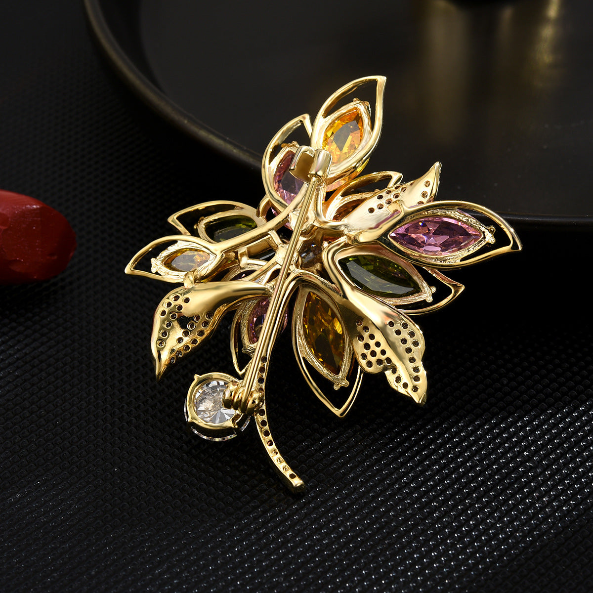 Colorful Zircon Flower Brooch