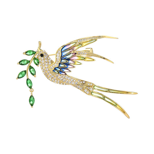 Emerald Vivid Joyful Magpie Brooch