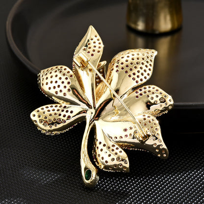 Full Zircon Flower Brooch