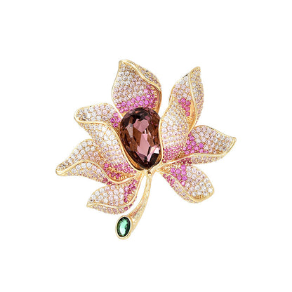 Full Zircon Flower Brooch