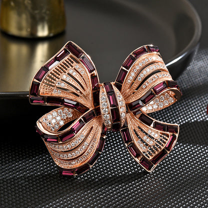 Purple Zircon Bow Brooch