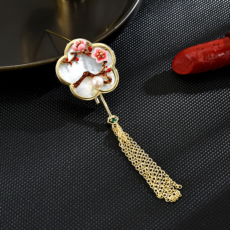 Peach Blossom Tassel Brooch