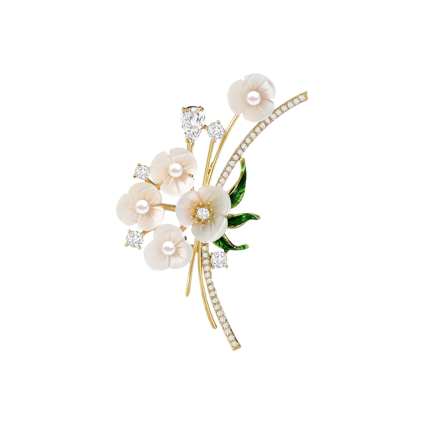 Mother-of-pearl Flowers Brooch