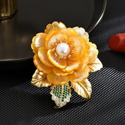 Freshwater Pearl Peony Brooch