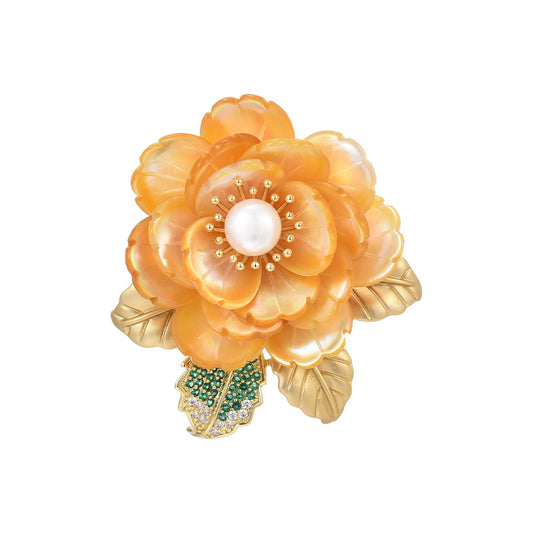 Freshwater Pearl Peony Brooch