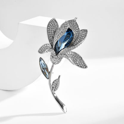 Tulip Blue Crystal Brooch