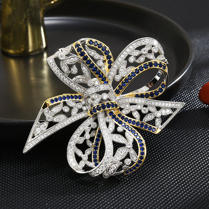 Vintage Bow Zircon Brooch