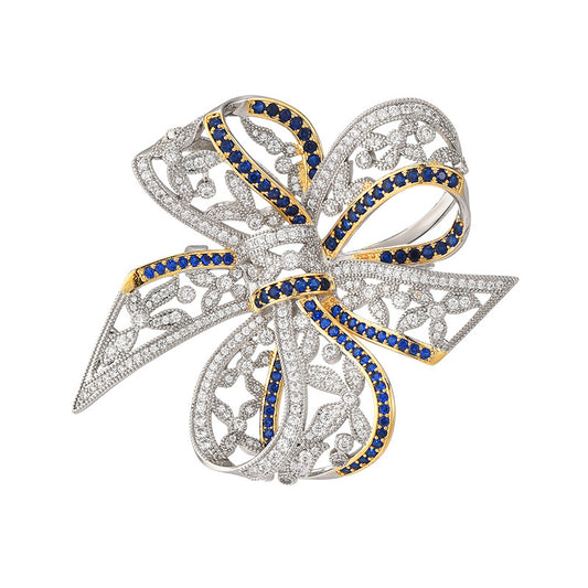 Vintage Bow Zircon Brooch