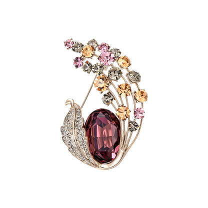 Rainbow Crystal Ruby Brooch