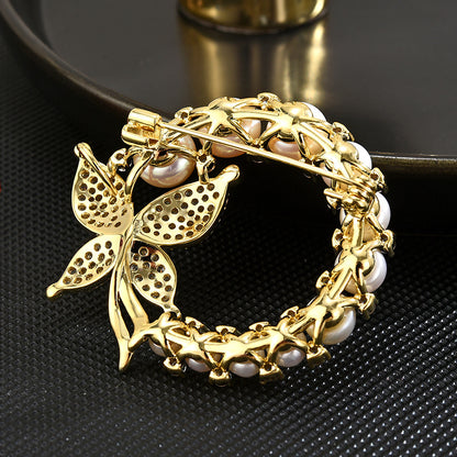 Freshwater Pearl Wreath Butterfly Brooch