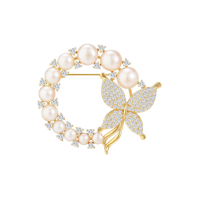 Freshwater Pearl Wreath Butterfly Brooch