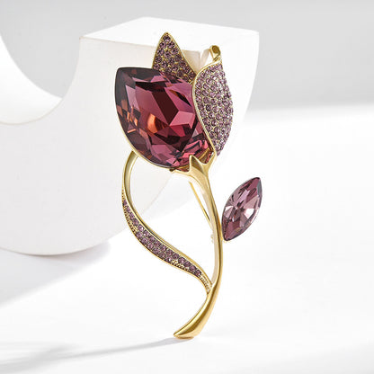 Crystal Tulip Zircon Brooch