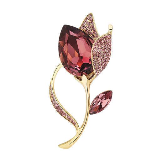 Crystal Tulip Zircon Brooch