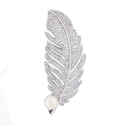 Mother-of-pearl Hollow Feather Brooch