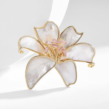 Natural Mother-of-pearl Lily Brooch