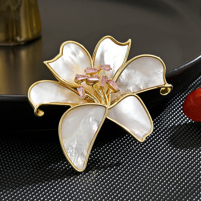 Natural Mother-of-pearl Lily Brooch