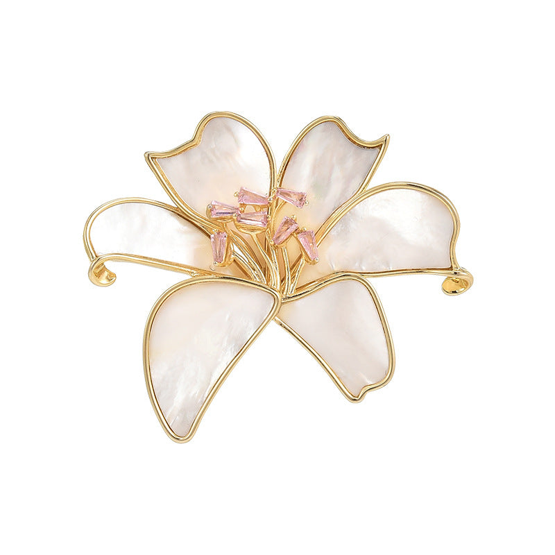 Natural Mother-of-pearl Lily Brooch