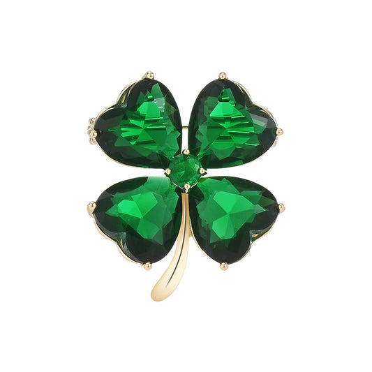 Four-leaf Emerald Clover Brooch