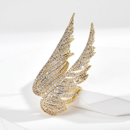 Full Zircon Angel Wing Brooch