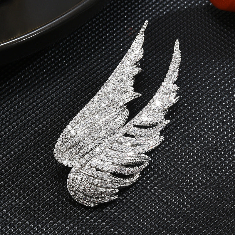 Full Zircon Angel Wing Brooch