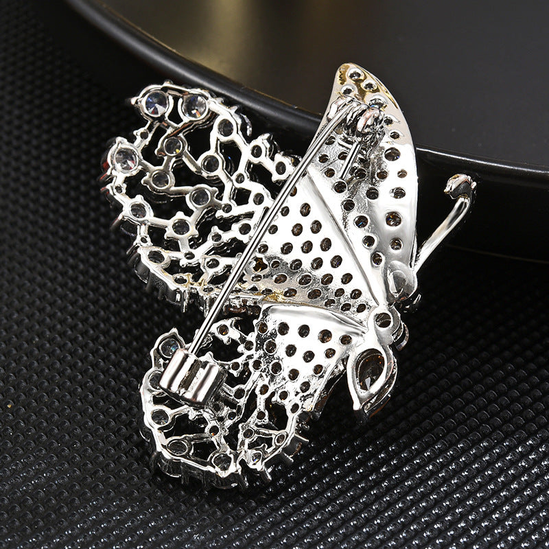 Two-tone Butterfly Zircon Brooch