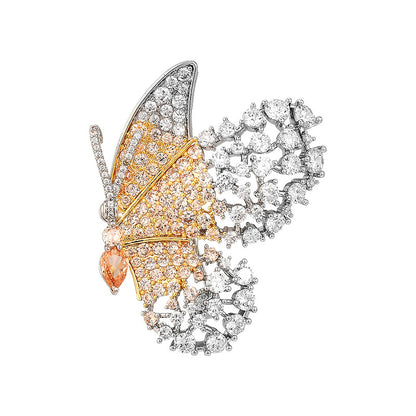 Two-tone Butterfly Zircon Brooch