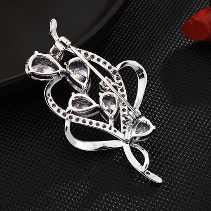 Zircon Crystal Flower Brooch