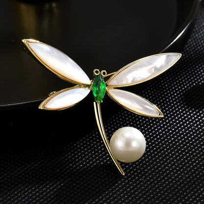 Natural Freshwater Pearl Mother-of-pearl Dragonfly Brooch