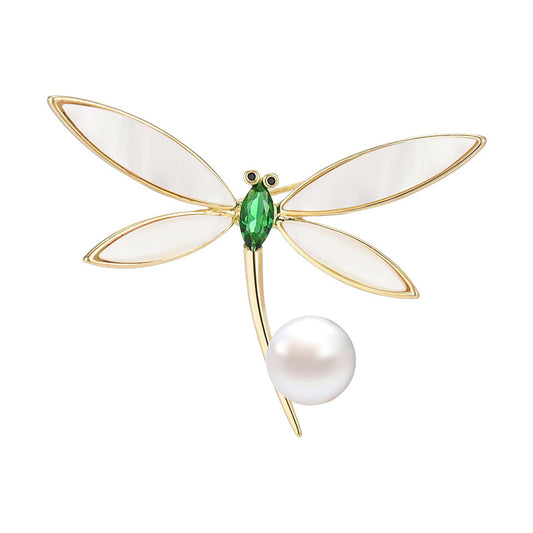 Natural Freshwater Pearl Mother-of-pearl Dragonfly Brooch