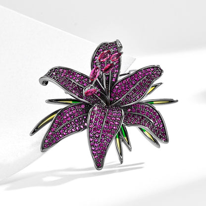 Purple Zircon Flower Brooch